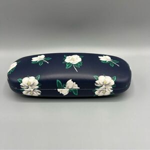 Draper James Blue White Floral Print Hard Shell Eyeglass Sunglass Case
